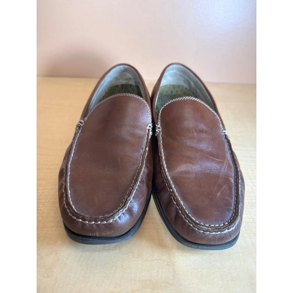 Nunn Bush Mens Brown Leather Slip On Loafers Moc Toe Shoes 84294-200 Size 12M